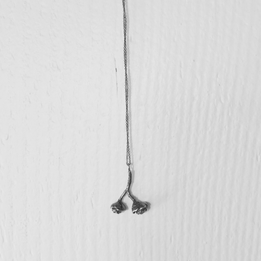 NEW Anthropologie NECKLACE oxidized 925 silver ROSE